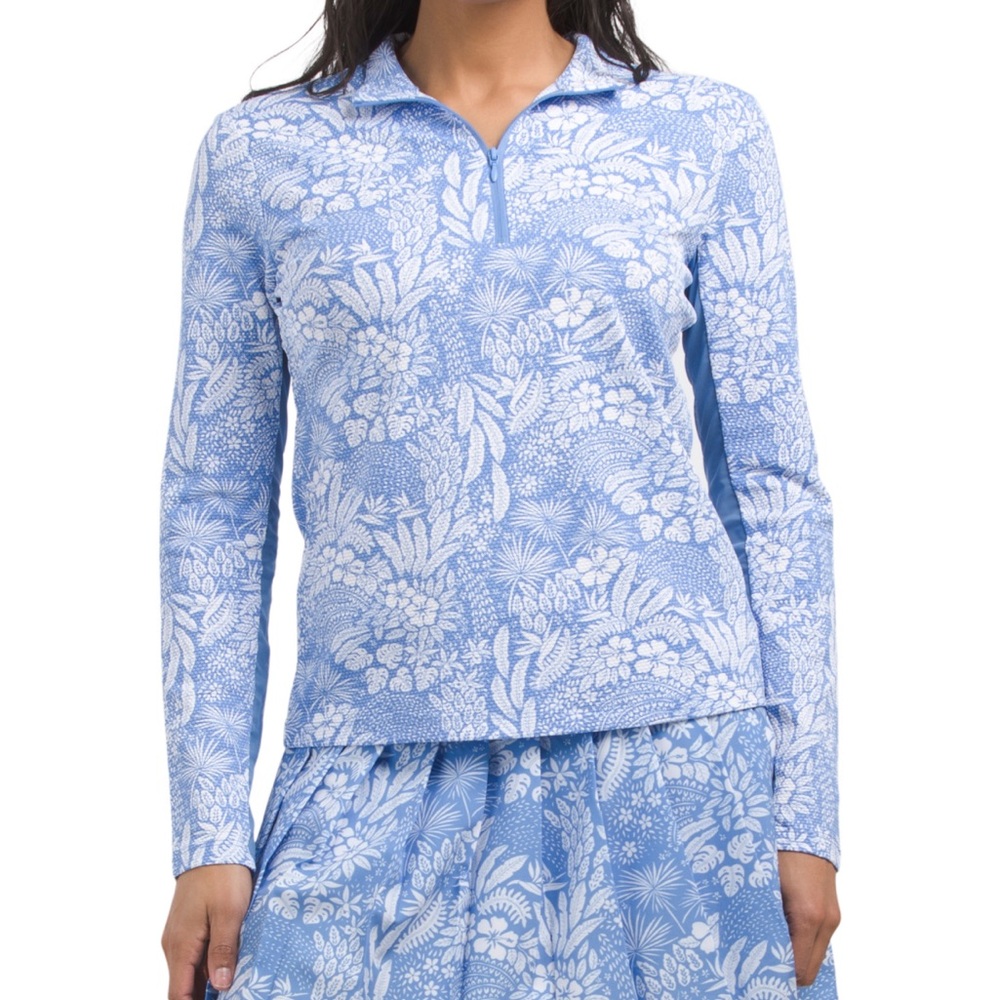 NEW Tommy Bahama Aubrey IslandZone Mock neck quarter zip long sleeve top